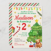 Eerste kerstdag Uitnodiging  Waterverf (Voorkant / Achterkant)