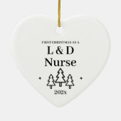 Eerste kerstdag van de levering van arbeid in loon keramisch ornament (Achterkant)