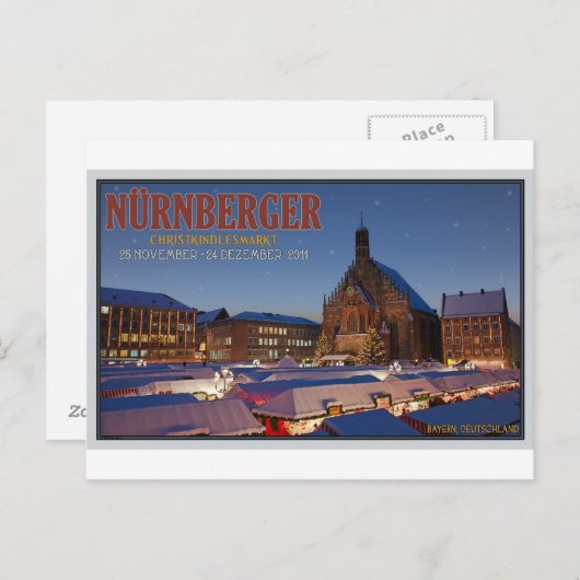 Eerste kerstdag van Nürnberg Feestdagenkaart (Voorkant / Achterkant)