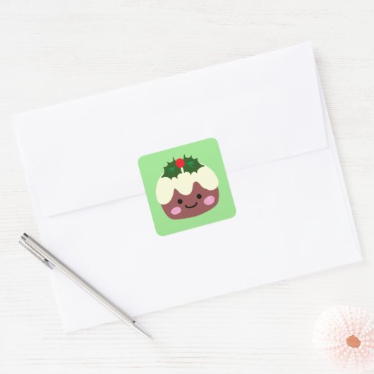 Eerste kerstdag vierkante sticker (Envelop)