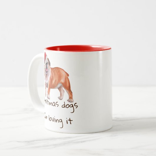 Eerste kerstdag Waterverf Dog Quote/Dogs Lover Tweekleurige Koffiemok (Voorkant links)
