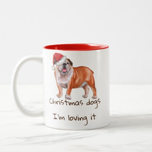 Eerste kerstdag Waterverf Dog Quote/Dogs Lover Tweekleurige Koffiemok (Links)