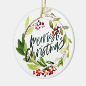 Eerste kerstdag waterverf feestdag keramisch ornament (Links)