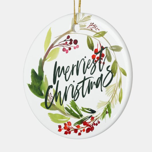 Eerste kerstdag waterverf feestdag keramisch ornament (Links)