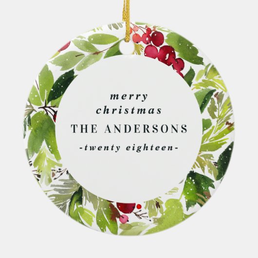 Eerste kerstdag waterverf feestdag keramisch ornament (Achterkant)