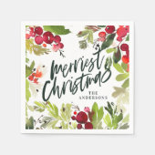 Eerste kerstdag waterverf feestdag servet (Voorkant)