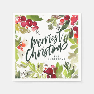 Eerste kerstdag waterverf feestdag servet