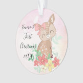 Eerste Kerstdag Woodland Deer Floral Ornament (voorkant)