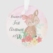 Eerste Kerstdag Woodland Deer Floral Ornament (voorkant)