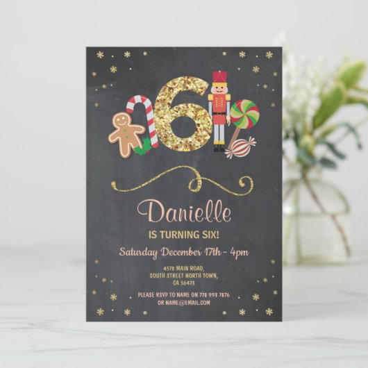 Eerste kerstdag zesde Vakantie zes uitnodiging (Staand voorkant)