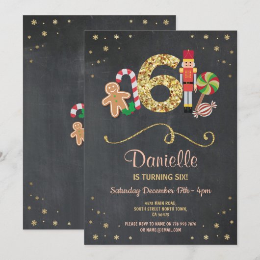 Eerste kerstdag zesde Vakantie zes uitnodiging (Voorkant / Achterkant)