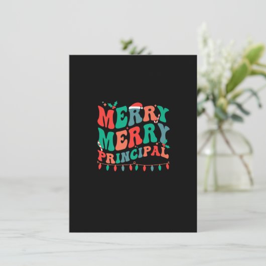 Eerste kerstdagen van de Merry Principal School Kaart (Staand voorkant)