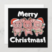 Eerste kerstdagen Varkens Plezier kerst uitnodigin Kaart (Voorkant / Achterkant)