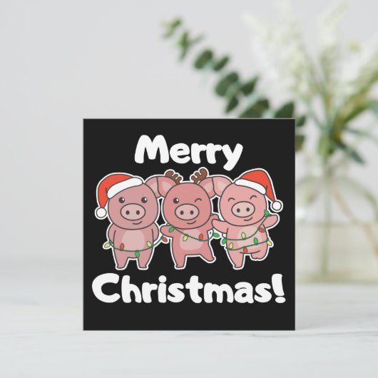 Eerste kerstdagen Varkens Plezier kerst uitnodigin Kaart (Staand voorkant)