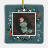 Eerste kerstdageraad- en olievlek-Baby Foto Keramisch Ornament (Voorkant)