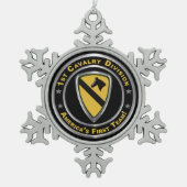 Eerste kerstdivisie Cavalry Tin Sneeuwvlok Ornament (Voorkant)
