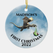 Eerste kerstdraak voor feestelijke baby keramisch ornament (Voorkant)