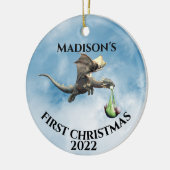 Eerste kerstdraak voor feestelijke baby keramisch ornament (Links)