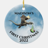 Eerste kerstdraak voor feestelijke baby keramisch ornament (Achterkant)
