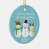 Eerste kerstfamilie van 3 Snowman 2020 Keramisch Ornament (Rechts)