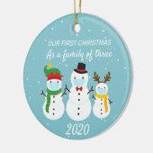 Eerste kerstfamilie van 3 Snowman 2020 Keramisch Ornament (Links)