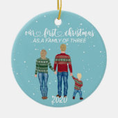 Eerste kerstfamilie van drie blade hair Girl Keramisch Ornament (Voorkant)