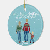 Eerste kerstfamilie van drie blade hair Girl Keramisch Ornament (Links)