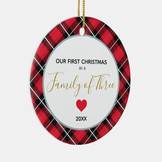 Eerste kerstfamilie van drie fotopasgeboren Baby Keramisch Ornament (Rechts)