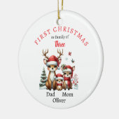 Eerste kerstfamilie van drie Keepsake-foto's Keramisch Ornament (Links)