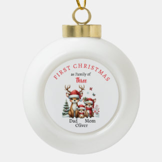 Eerste kerstfamilie van drie Keepsake-foto's Keramische Bal Ornament