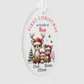 Eerste kerstfamilie van drie Keepsake-foto's Ornament (voorkant)