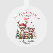 Eerste kerstfamilie van drie Keepsake-foto's Ornament (voorkant)