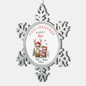 Eerste kerstfamilie van drie Keepsake-foto's Tin Sneeuwvlok Ornament (Rechts)