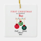 Eerste kerstfamilie van drie Photo Keepsake Keramisch Ornament (Voorkant)