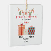 Eerste kerstfamilie van drie Photo Keepsake Keramisch Ornament (Rechts)
