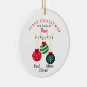 Eerste kerstfamilie van drie Photo Keepsake Keramisch Ornament (Rechts)