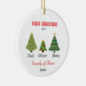 Eerste kerstfamilie van drie Photo Keepsake Keramisch Ornament (Rechts)