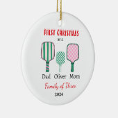 Eerste kerstfamilie van drie Photo Keepsake Keramisch Ornament (Rechts)