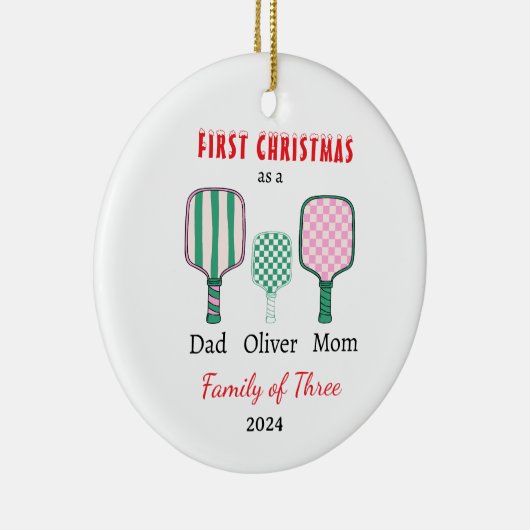 Eerste kerstfamilie van drie Photo Keepsake Keramisch Ornament (Rechts)