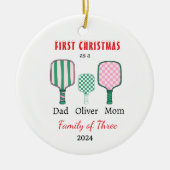 Eerste kerstfamilie van drie Photo Keepsake Keramisch Ornament (Voorkant)