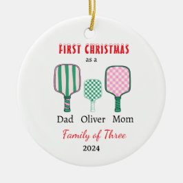 Eerste kerstfamilie van drie Photo Keepsake Keramisch Ornament