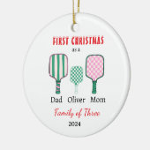 Eerste kerstfamilie van drie Photo Keepsake Keramisch Ornament (Links)