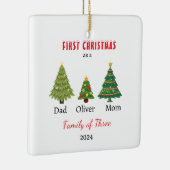 Eerste kerstfamilie van drie Photo Keepsake Keramisch Ornament (Rechts)