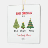 Eerste kerstfamilie van drie Photo Keepsake Keramisch Ornament (Links)