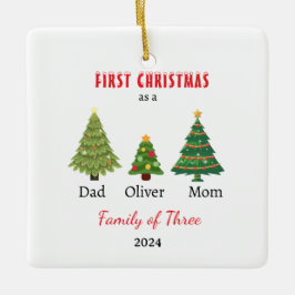 Eerste kerstfamilie van drie Photo Keepsake Keramisch Ornament