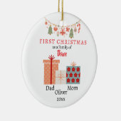 Eerste kerstfamilie van drie Photo Keepsake Keramisch Ornament (Rechts)