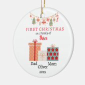 Eerste kerstfamilie van drie Photo Keepsake Keramisch Ornament (Links)