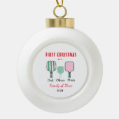 Eerste kerstfamilie van drie Photo Keepsake Keramische Bal Ornament (Voorkant)