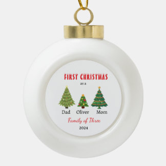 Eerste kerstfamilie van drie Photo Keepsake Keramische Bal Ornament