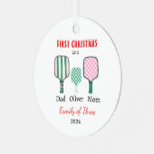 Eerste kerstfamilie van drie Photo Keepsake Metalen Ornament (Voorkant links)